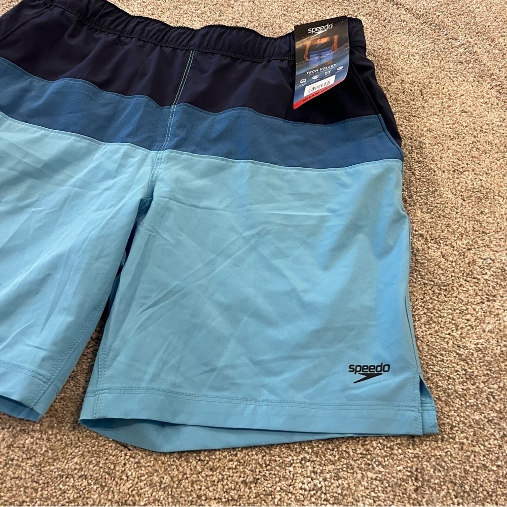 Speedo NWT Tech Volley Shorts Liner Men’s Size Medium 32/34 Blue Stretch Active - Picture 3 of 10